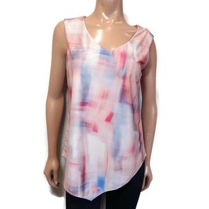 💜 CLEO Watercolor Asymmetric Hem Sleeveless Top